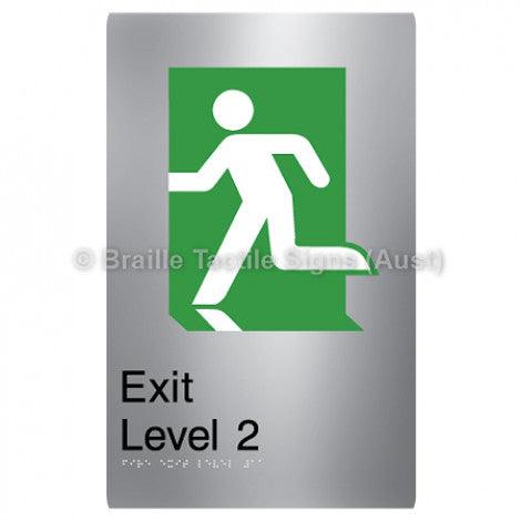 Braille Sign Fire Exit Level 2 - Braille Tactile Signs (Aust) - BTS279-02-aliS - Fully Custom Signs - Fast Shipping - High Quality - Australian Made &amp; Owned