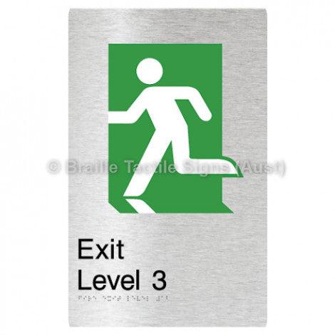 Braille Sign Fire Exit Level 3 - Braille Tactile Signs (Aust) - BTS279-03-aliB - Fully Custom Signs - Fast Shipping - High Quality - Australian Made &amp; Owned