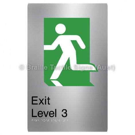 Braille Sign Fire Exit Level 3 - Braille Tactile Signs (Aust) - BTS279-03-aliS - Fully Custom Signs - Fast Shipping - High Quality - Australian Made &amp; Owned