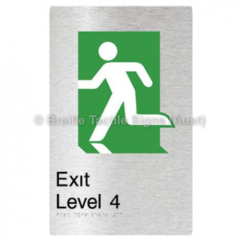 Braille Sign Fire Exit Level 4 - Braille Tactile Signs (Aust) - BTS279-04-aliB - Fully Custom Signs - Fast Shipping - High Quality - Australian Made &amp; Owned