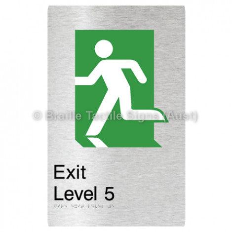 Braille Sign Fire Exit Level 5 - Braille Tactile Signs (Aust) - BTS279-05-aliB - Fully Custom Signs - Fast Shipping - High Quality - Australian Made &amp; Owned