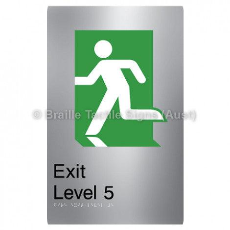 Braille Sign Fire Exit Level 5 - Braille Tactile Signs (Aust) - BTS279-05-aliS - Fully Custom Signs - Fast Shipping - High Quality - Australian Made &amp; Owned
