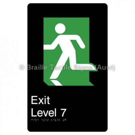 Braille Sign Fire Exit Level 7 - Braille Tactile Signs (Aust) - BTS279-07-blk - Fully Custom Signs - Fast Shipping - High Quality - Australian Made &amp; Owned