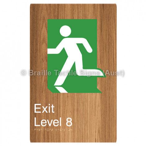Braille Sign Fire Exit Level 8 - Braille Tactile Signs (Aust) - BTS279-08-wdg - Fully Custom Signs - Fast Shipping - High Quality - Australian Made &amp; Owned
