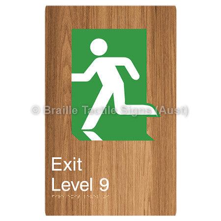 Braille Sign Fire Exit Level 9 - Braille Tactile Signs (Aust) - BTS279-09-wdg - Fully Custom Signs - Fast Shipping - High Quality - Australian Made &amp; Owned