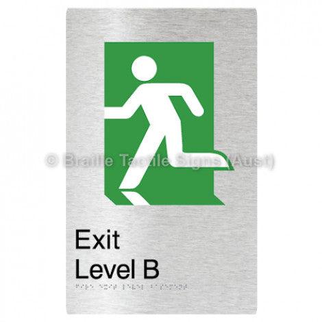 Braille Sign Fire Exit Level Basement - Braille Tactile Signs (Aust) - BTS279-B-aliB - Fully Custom Signs - Fast Shipping - High Quality - Australian Made &amp; Owned