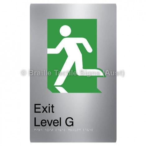 Braille Sign Fire Exit Level Ground - Braille Tactile Signs (Aust) - BTS279-G-aliS - Fully Custom Signs - Fast Shipping - High Quality - Australian Made &amp; Owned