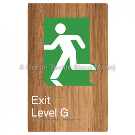 Braille Sign Fire Exit Level Ground - Braille Tactile Signs (Aust) - BTS279-G-wdg - Fully Custom Signs - Fast Shipping - High Quality - Australian Made &amp; Owned