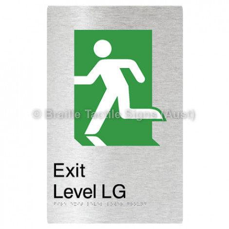 Braille Sign Fire Exit Level Lower Ground - Braille Tactile Signs (Aust) - BTS279-LG-aliB - Fully Custom Signs - Fast Shipping - High Quality - Australian Made &amp; Owned