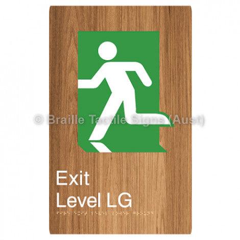 Braille Sign Fire Exit Level Lower Ground - Braille Tactile Signs (Aust) - BTS279-LG-wdg - Fully Custom Signs - Fast Shipping - High Quality - Australian Made &amp; Owned