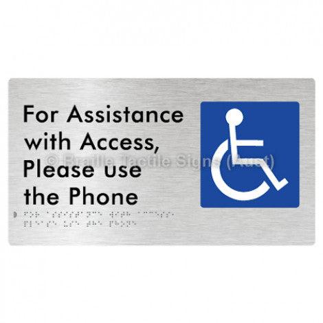 Braille Sign For Assistance with Access, Please use the Phone - Braille Tactile Signs (Aust) - BTS280-aliB - Fully Custom Signs - Fast Shipping - High Quality - Australian Made &amp; Owned