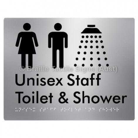Braille Sign Unisex Staff Toilet & Shower - Braille Tactile Signs (Aust) - BTS281-aliS - Fully Custom Signs - Fast Shipping - High Quality - Australian Made &amp; Owned
