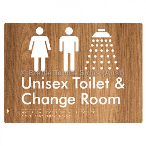 Braille Sign Unisex Toilet / Shower & Change Room - Braille Tactile Signs (Aust) - BTS284-wdg - Fully Custom Signs - Fast Shipping - High Quality - Australian Made &amp; Owned