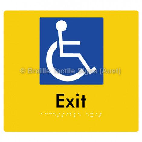 Braille Sign Accessible Exit - Braille Tactile Signs (Aust) - BTS288-yel - Fully Custom Signs - Fast Shipping - High Quality - Australian Made &amp; Owned