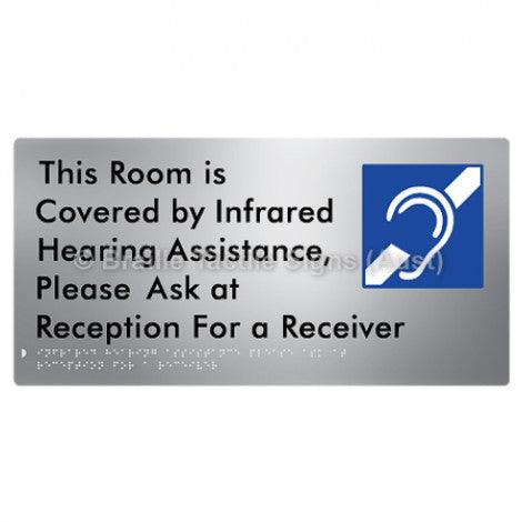 Braille Sign This Room is Covered by Infrared Hearing Assistance, Please Ask at Reception For a Receiver - Braille Tactile Signs (Aust) - BTS289-aliS - Fully Custom Signs - Fast Shipping - High Quality - Australian Made &amp; Owned