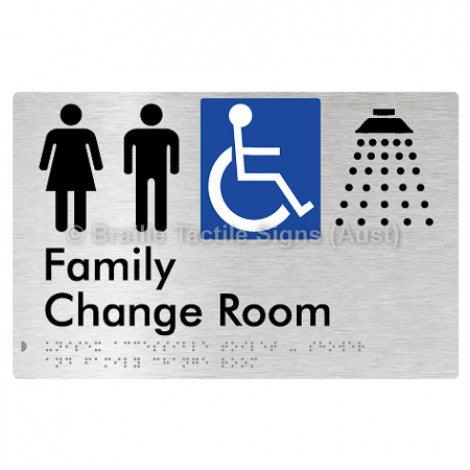 Braille Sign Unisex Accessible Toilet & Shower & Family Change Room - Braille Tactile Signs (Aust) - BTS292-aliB - Fully Custom Signs - Fast Shipping - High Quality - Australian Made &amp; Owned