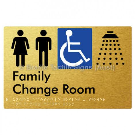 Braille Sign Unisex Accessible Toilet & Shower & Family Change Room - Braille Tactile Signs (Aust) - BTS292-aliG - Fully Custom Signs - Fast Shipping - High Quality - Australian Made &amp; Owned