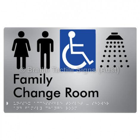 Braille Sign Unisex Accessible Toilet & Shower & Family Change Room - Braille Tactile Signs (Aust) - BTS292-aliS - Fully Custom Signs - Fast Shipping - High Quality - Australian Made &amp; Owned