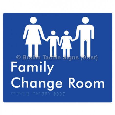 Braille Sign Family Change Room - Braille Tactile Signs (Aust) - BTS293-blu - Fully Custom Signs - Fast Shipping - High Quality - Australian Made &amp; Owned