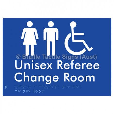 Braille Sign Unisex Accessible Referee Change Room - Braille Tactile Signs (Aust) - BTS304-blu - Fully Custom Signs - Fast Shipping - High Quality - Australian Made &amp; Owned