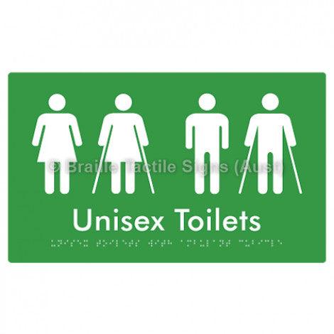 Braille Sign Unisex Toilets with Ambulant Cubicle - Braille Tactile Signs (Aust) - BTS308-grn - Fully Custom Signs - Fast Shipping - High Quality - Australian Made &amp; Owned