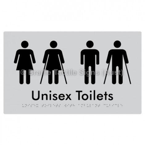 Braille Sign Unisex Toilets with Ambulant Cubicle - Braille Tactile Signs (Aust) - BTS308-slv - Fully Custom Signs - Fast Shipping - High Quality - Australian Made &amp; Owned