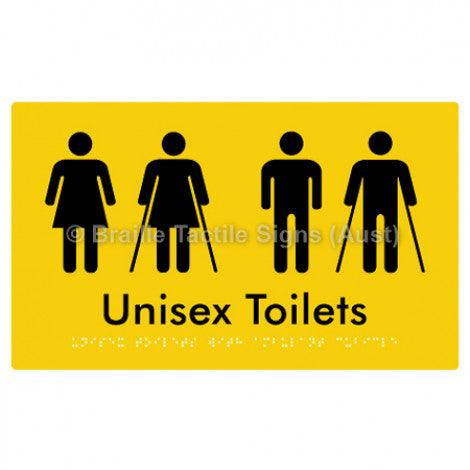 Braille Sign Unisex Toilets with Ambulant Cubicle - Braille Tactile Signs (Aust) - BTS308-yel - Fully Custom Signs - Fast Shipping - High Quality - Australian Made &amp; Owned