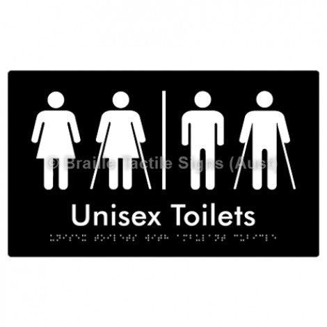 Braille Sign Unisex Toilets with Ambulant Cubicle w/ Air Lock - Braille Tactile Signs (Aust) - BTS308-AL-blk - Fully Custom Signs - Fast Shipping - High Quality - Australian Made &amp; Owned