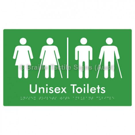 Braille Sign Unisex Toilets with Ambulant Cubicle w/ Air Lock - Braille Tactile Signs (Aust) - BTS308-AL-grn - Fully Custom Signs - Fast Shipping - High Quality - Australian Made &amp; Owned