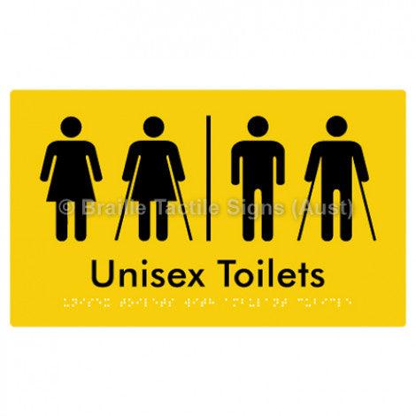 Braille Sign Unisex Toilets with Ambulant Cubicle w/ Air Lock - Braille Tactile Signs (Aust) - BTS308-AL-yel - Fully Custom Signs - Fast Shipping - High Quality - Australian Made &amp; Owned