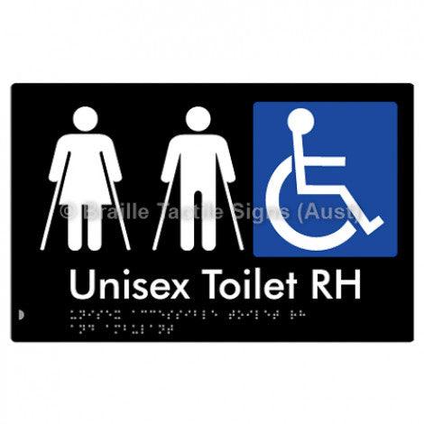 Braille Sign Unisex Accessible Toilet RH and Ambulant - Braille Tactile Signs (Aust) - BTS309RH-blk - Fully Custom Signs - Fast Shipping - High Quality - Australian Made &amp; Owned
