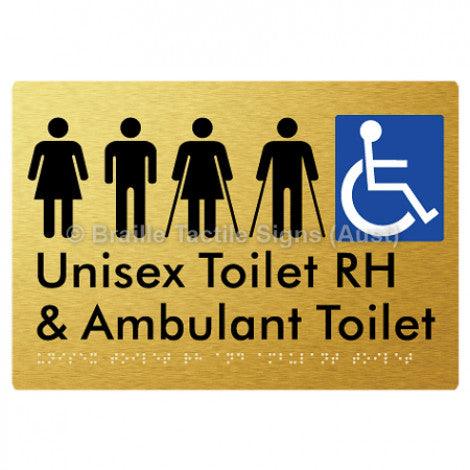 Braille Sign Unisex Accessible Toilet RH and Ambulant Toilet - Braille Tactile Signs (Aust) - BTS311RH-aliG - Fully Custom Signs - Fast Shipping - High Quality - Australian Made &amp; Owned
