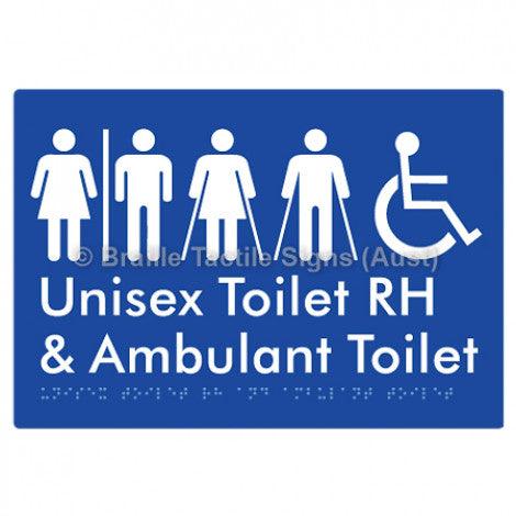 Braille Sign Unisex Accessible Toilet RH and Ambulant Toilet w/ Air Lock - Braille Tactile Signs (Aust) - BTS311RH-AL-blu - Fully Custom Signs - Fast Shipping - High Quality - Australian Made &amp; Owned