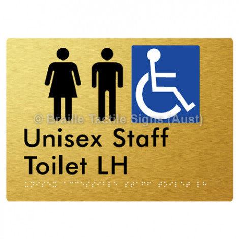 Braille Sign Unisex Accessible Staff Toilet LH - Braille Tactile Signs (Aust) - BTS312LH-aliG - Fully Custom Signs - Fast Shipping - High Quality - Australian Made &amp; Owned