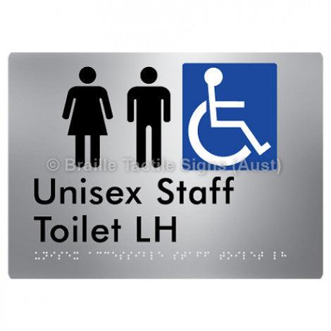 Braille Sign Unisex Accessible Staff Toilet LH - Braille Tactile Signs (Aust) - BTS312LH-aliS - Fully Custom Signs - Fast Shipping - High Quality - Australian Made &amp; Owned