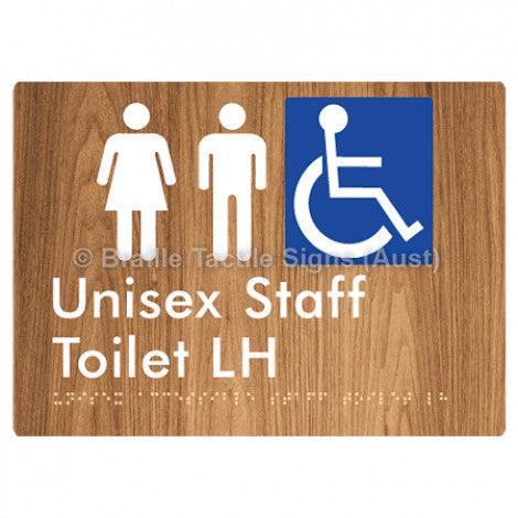 Braille Sign Unisex Accessible Staff Toilet LH - Braille Tactile Signs (Aust) - BTS312LH-wdg - Fully Custom Signs - Fast Shipping - High Quality - Australian Made &amp; Owned