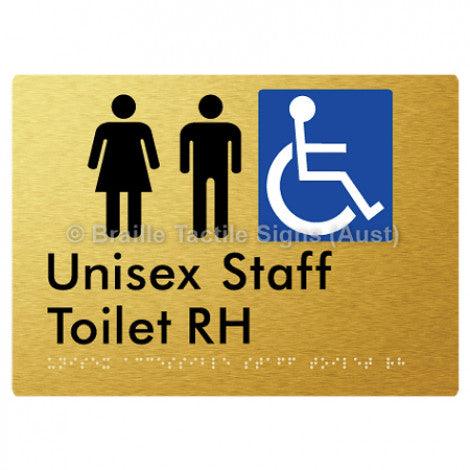 Braille Sign Unisex Accessible Staff Toilet RH - Braille Tactile Signs (Aust) - BTS312RH-aliG - Fully Custom Signs - Fast Shipping - High Quality - Australian Made &amp; Owned