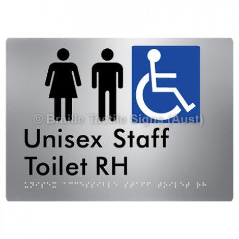 Braille Sign Unisex Accessible Staff Toilet RH - Braille Tactile Signs (Aust) - BTS312RH-aliS - Fully Custom Signs - Fast Shipping - High Quality - Australian Made &amp; Owned