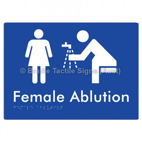 Braille Sign Female Ablution - Braille Tactile Signs (Aust) - BTS317-blu - Fully Custom Signs - Fast Shipping - High Quality - Australian Made &amp; Owned