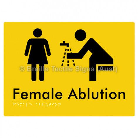 Braille Sign Female Ablution - Braille Tactile Signs (Aust) - BTS317-yel - Fully Custom Signs - Fast Shipping - High Quality - Australian Made &amp; Owned