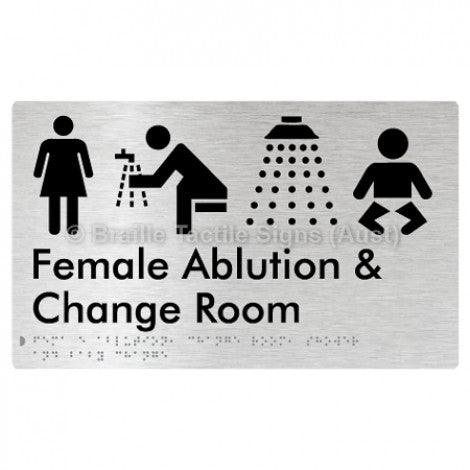 Braille Sign Female Ablution, Change Room, Shower & Baby Change - Braille Tactile Signs (Aust) - BTS321-aliB - Fully Custom Signs - Fast Shipping - High Quality - Australian Made &amp; Owned