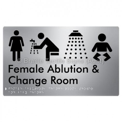 Braille Sign Female Ablution, Change Room, Shower & Baby Change - Braille Tactile Signs (Aust) - BTS321-aliS - Fully Custom Signs - Fast Shipping - High Quality - Australian Made &amp; Owned