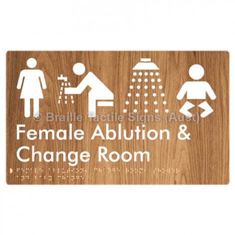 Braille Sign Female Ablution, Change Room, Shower & Baby Change - Braille Tactile Signs (Aust) - BTS321-wdg - Fully Custom Signs - Fast Shipping - High Quality - Australian Made &amp; Owned