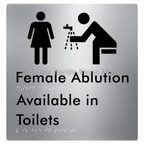 Braille Sign Female Ablution Available in Toilets - Braille Tactile Signs (Aust) - BTS323-aliS - Fully Custom Signs - Fast Shipping - High Quality - Australian Made &amp; Owned