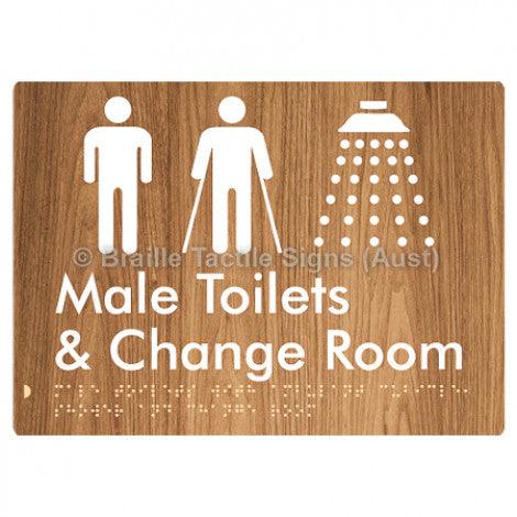 Braille Sign Male Toilets with Ambulant Cubicle, Shower and Change Room - Braille Tactile Signs (Aust) - BTS332-wdg - Fully Custom Signs - Fast Shipping - High Quality - Australian Made &amp; Owned