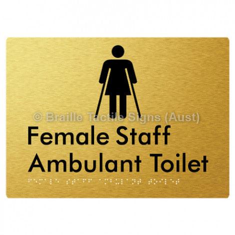Braille Sign Female Staff Ambulant Toilet - Braille Tactile Signs (Aust) - BTS333-aliG - Fully Custom Signs - Fast Shipping - High Quality - Australian Made &amp; Owned