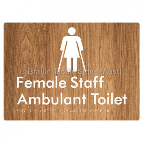Braille Sign Female Staff Ambulant Toilet - Braille Tactile Signs (Aust) - BTS333-wdg - Fully Custom Signs - Fast Shipping - High Quality - Australian Made &amp; Owned