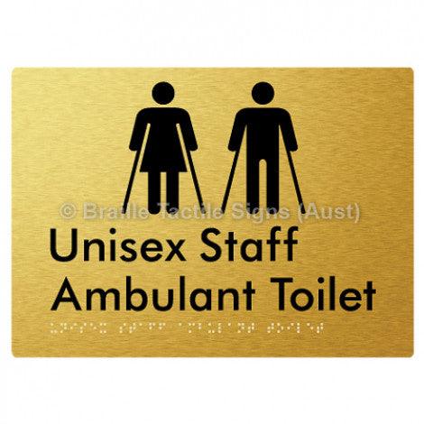 Braille Sign Unisex Staff Ambulant Toilet - Braille Tactile Signs (Aust) - BTS335-aliG - Fully Custom Signs - Fast Shipping - High Quality - Australian Made &amp; Owned