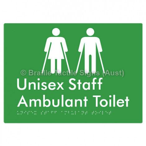 Braille Sign Unisex Staff Ambulant Toilet - Braille Tactile Signs (Aust) - BTS335-grn - Fully Custom Signs - Fast Shipping - High Quality - Australian Made &amp; Owned