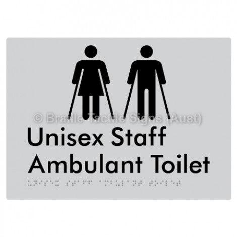 Braille Sign Unisex Staff Ambulant Toilet - Braille Tactile Signs (Aust) - BTS335-slv - Fully Custom Signs - Fast Shipping - High Quality - Australian Made &amp; Owned